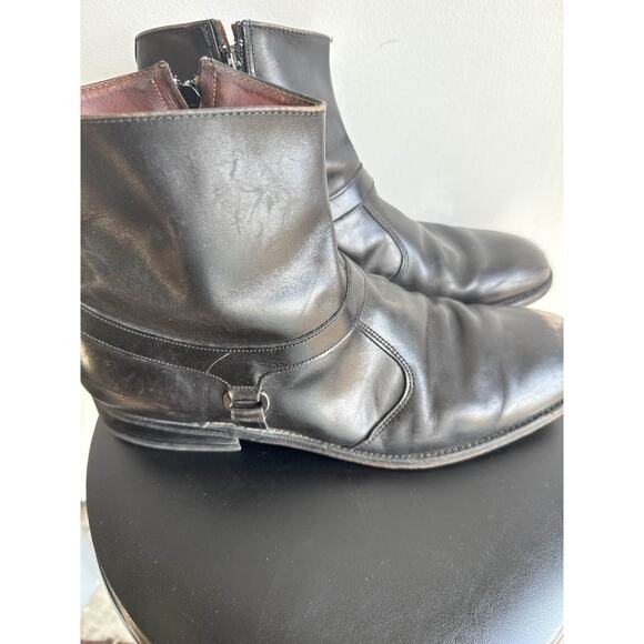 Mens Black Leather Zipper Ankle Boots Chukka Monk Strap Dress Shoes 12 main image 3